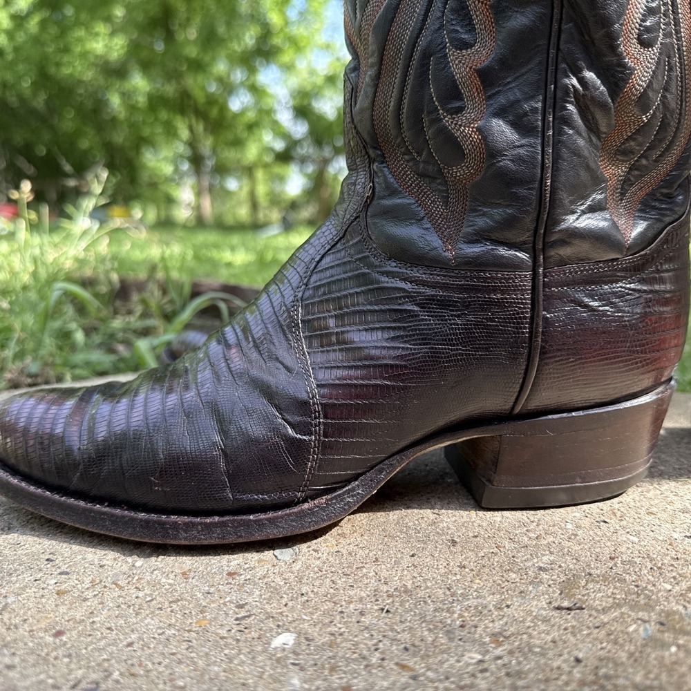VTG Tony Lama Mens Brown Teju Lizard Skin Western Cowboy Boots 8536 Size 9.5 D - Picture 7 of 11